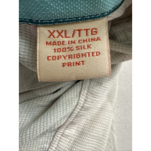Tommy Bahama Men's Short‎ Sleeve XXL Ivory/Green 100% Silk Hawaiian Camp - Picture 4 of 6